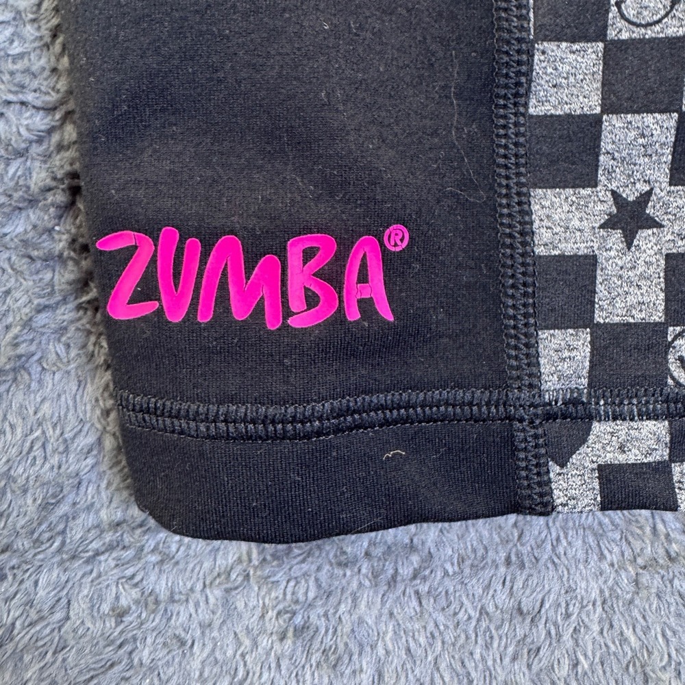 Zumba Wear Fierce Female Checkered Leggings Black Pink V-Waist Medium - Picture 6 of 7